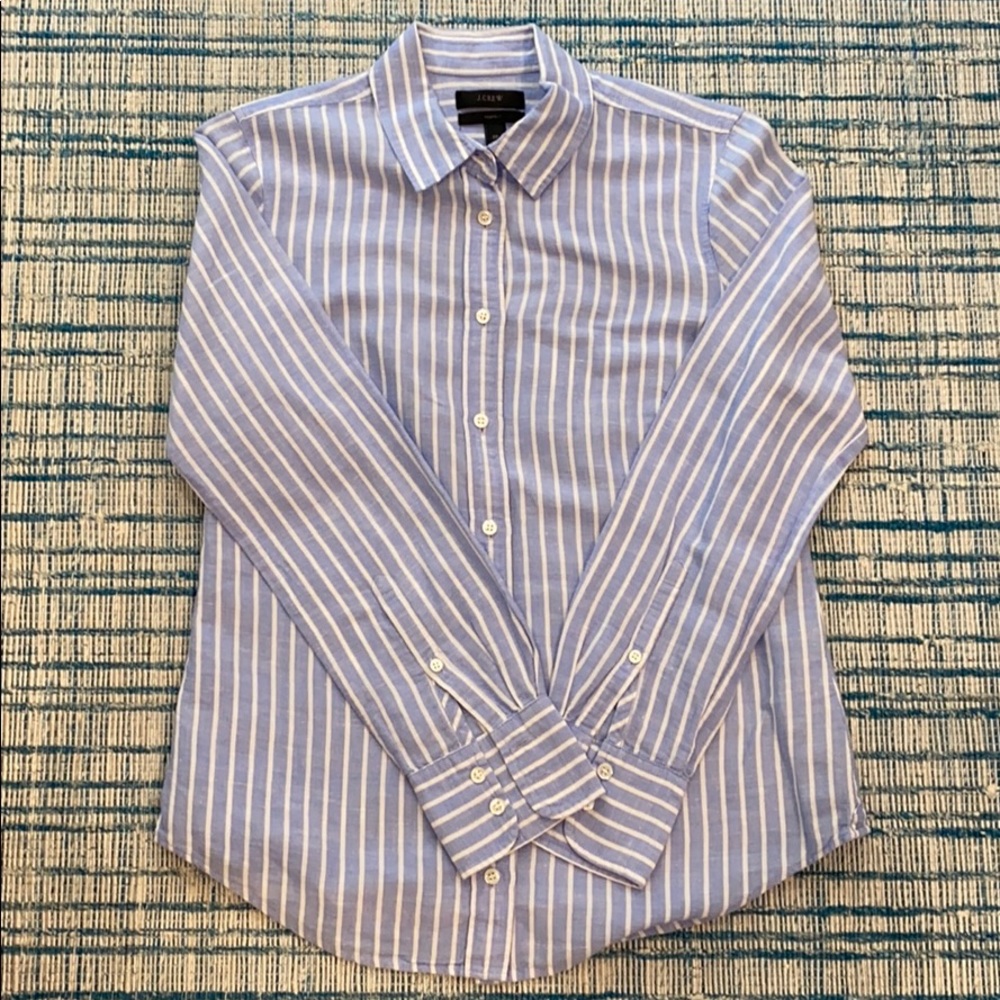 J. Crew light blue and white striped button down